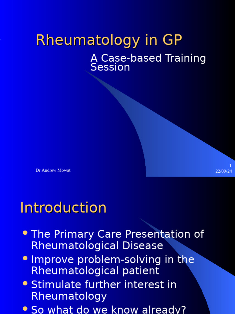 Rheumatology - A Case Based Training Session | PDF