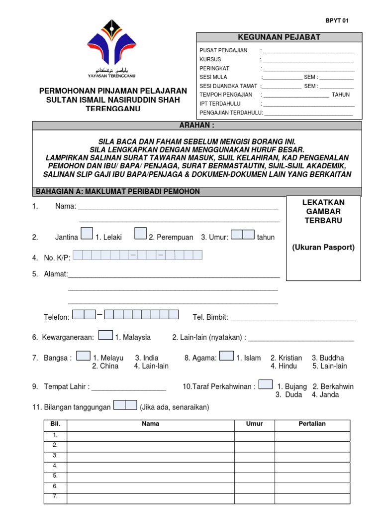 Borang Pinjaman Yayasan Terengganu Pdf