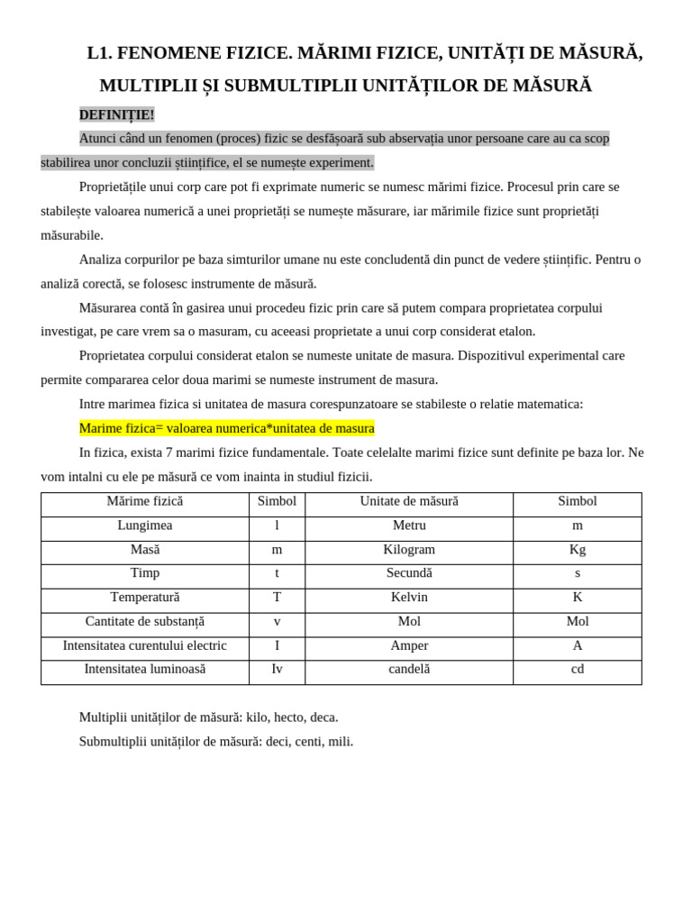 Fizica Lectii CLS 6 | PDF