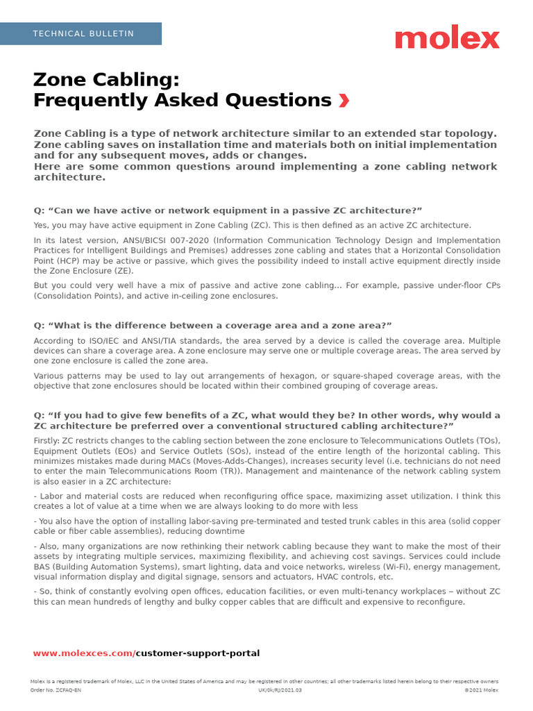 LS002 Zone Cabling FAQs-2021 | PDF