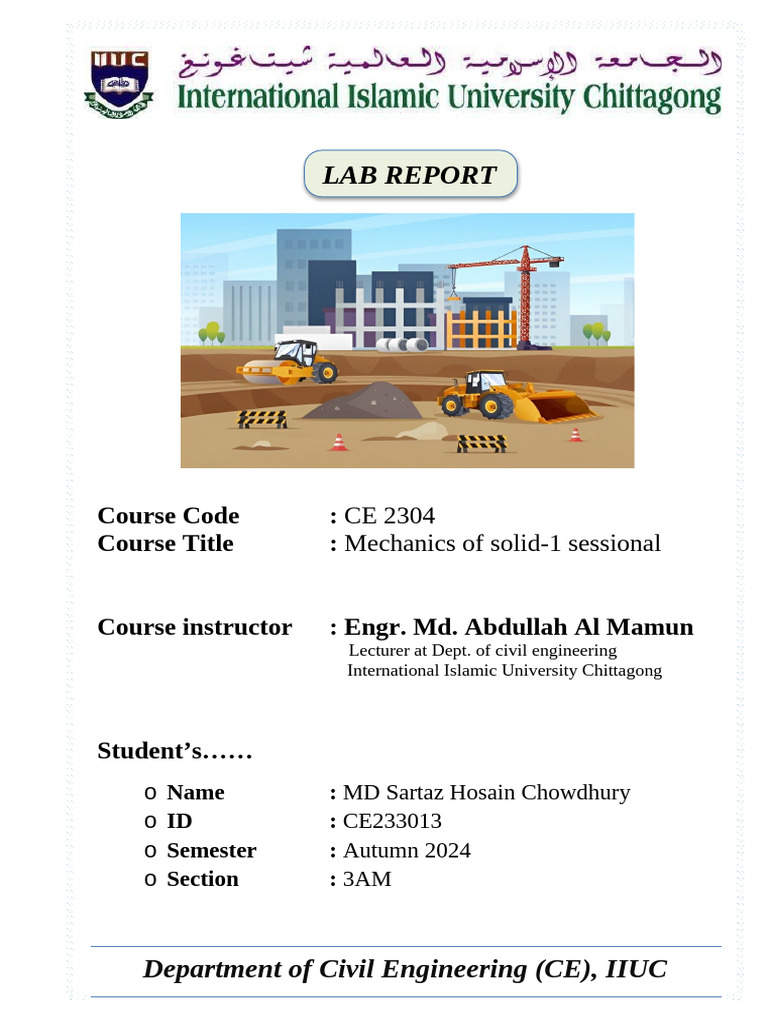 Lab Report Front Page | PDF