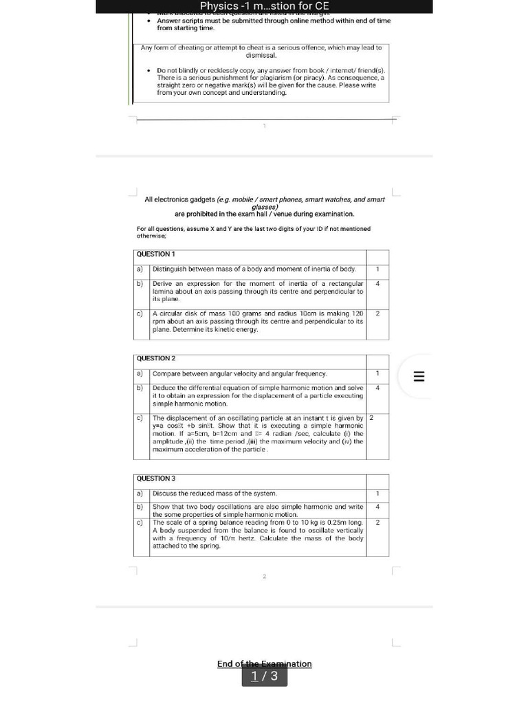 3rd Batch Mid Question (Online) | PDF