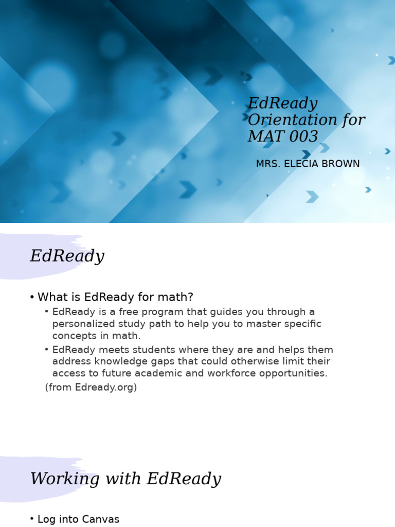 MAT 003 EdReady Orienation FA2024 | PDF