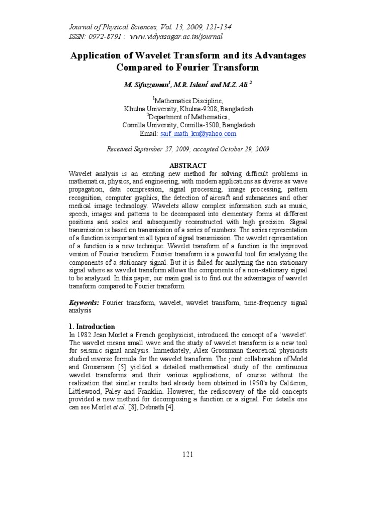Wavelet Transform Advantages Over Fourier | PDF | Science & Mathematics