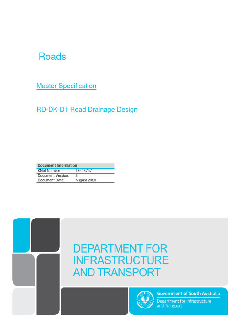 Master Specification - Part RD-DK-D1 - Road Drainage Design | PDF