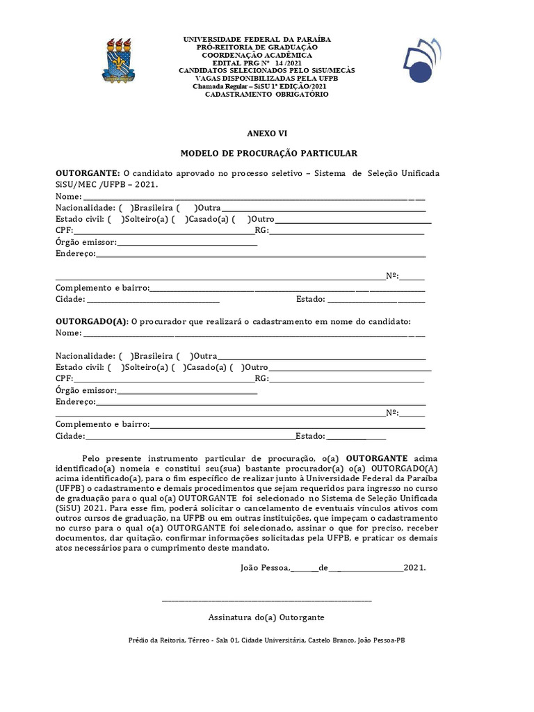 An Ex Ov I Model Ode Procura o Particular | PDF