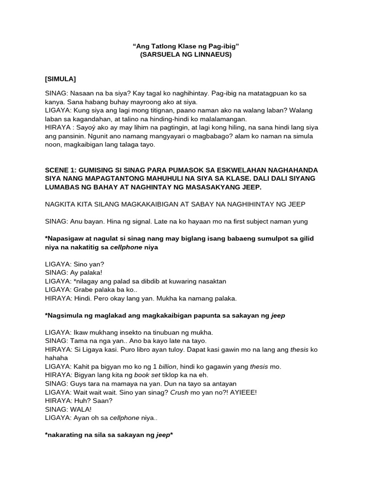 DETAILED SCRIPT SARSUELA | PDF