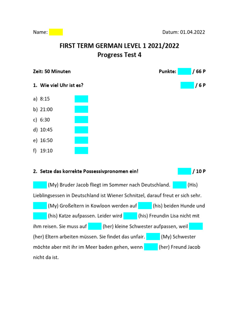Progress Test 4 | PDF