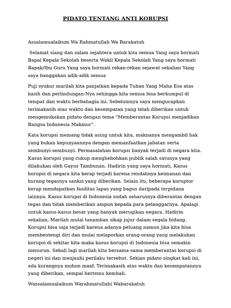 Pidato Tentang Anti Korupsi PDF