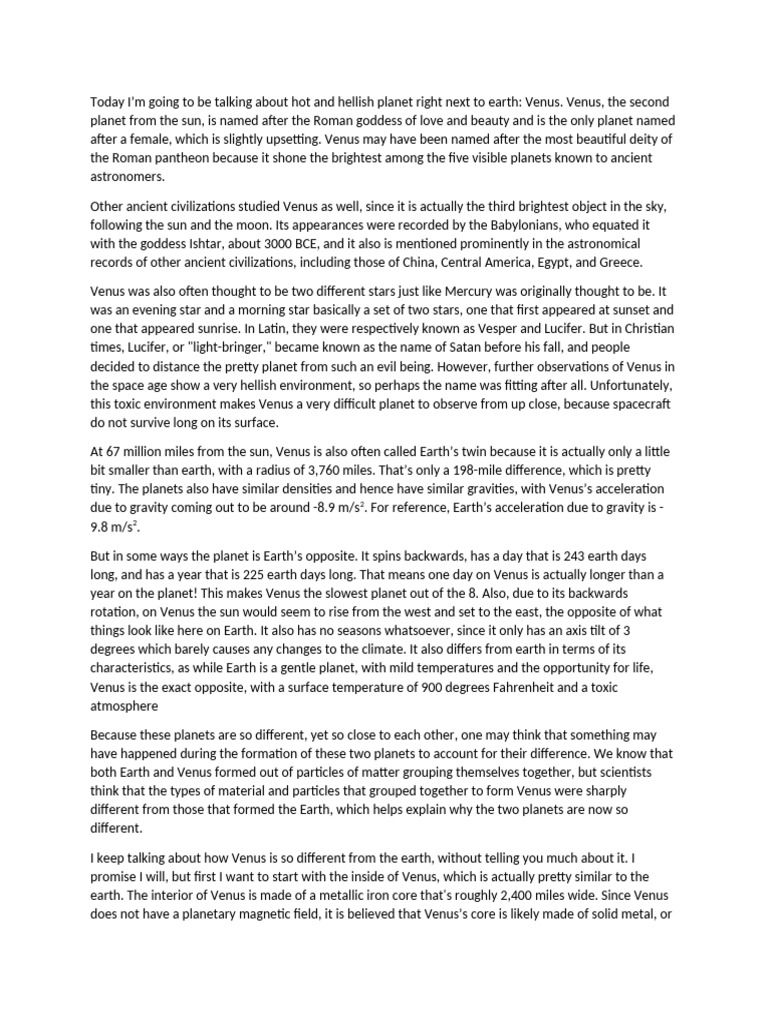 Episode 6 Script - Venus | PDF | Venus | Atmosphere