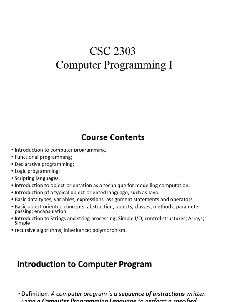 CSC 2303 - Lecture 1 - 210524 | PDF