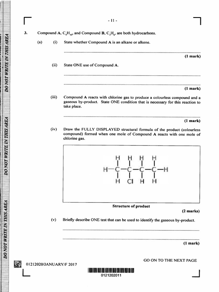 Organic Chemistry Questions CSEC January 2017 P2 | PDF