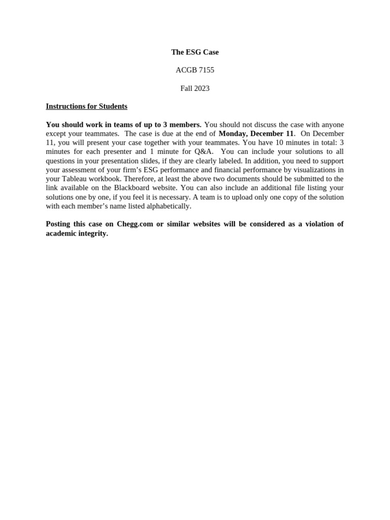 Esg Case 2023 MK | PDF