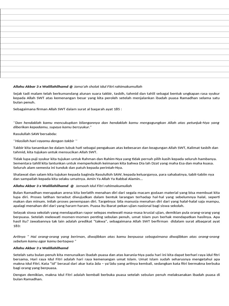 Allahu Akbar 3 X Walillahilhamd | PDF