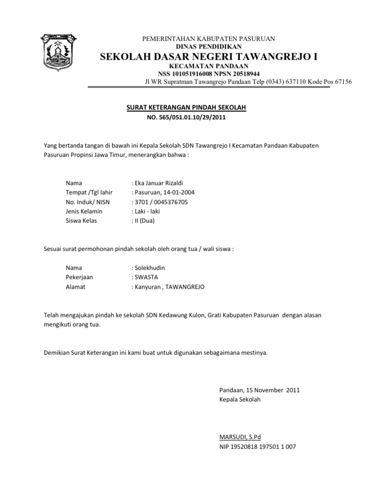 Surat Dah Sekolah