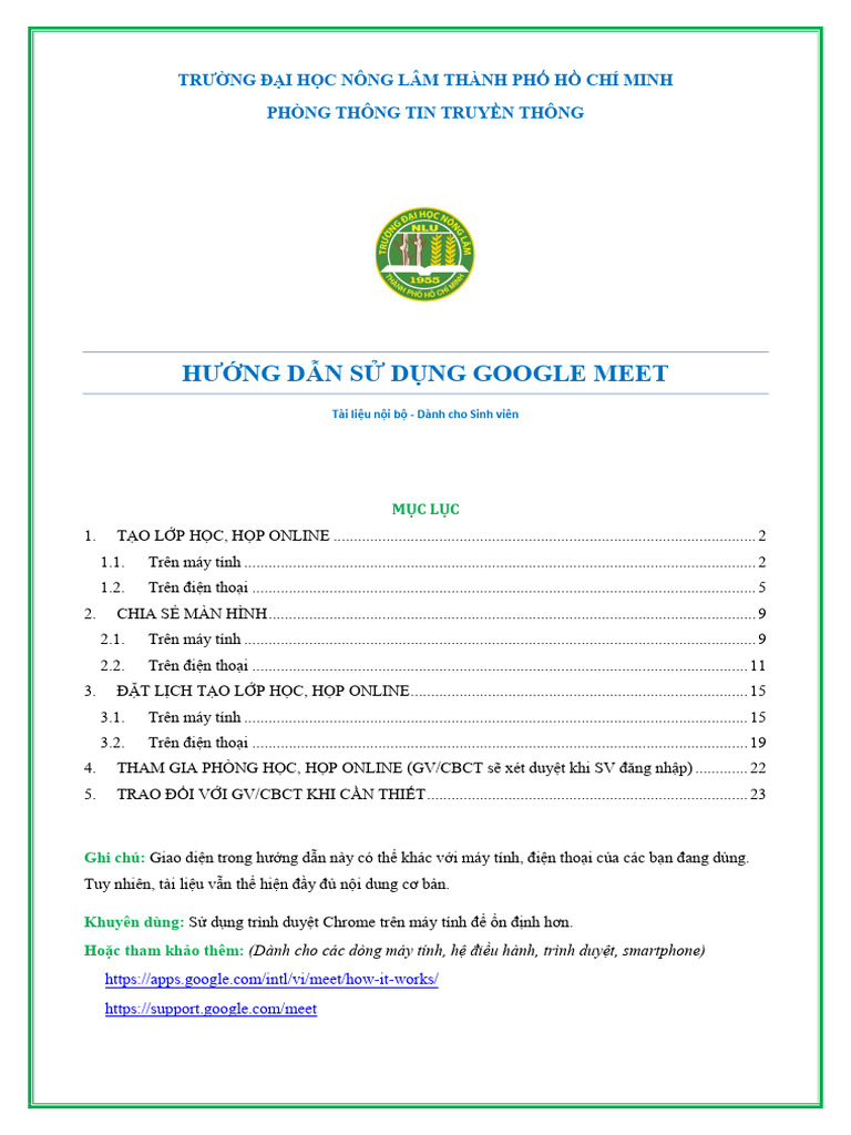 Hướng dẫn Google Meet | PDF