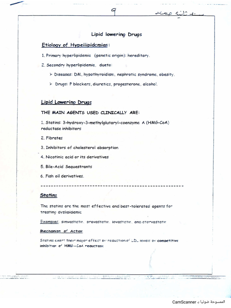 Lipid Lowering Drugs | PDF