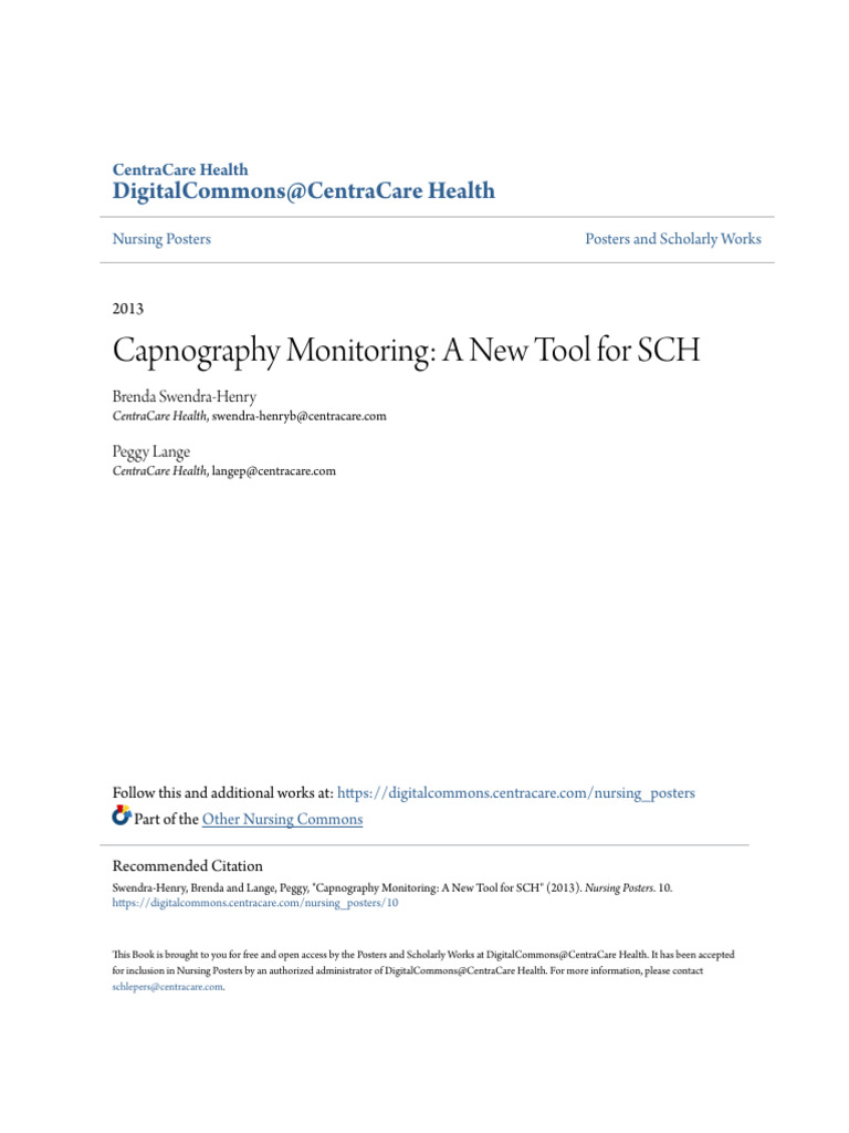 Capnography Monitoring - A New Tool For SCH | PDF