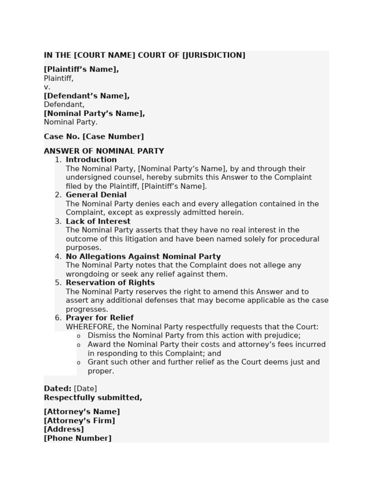 Answer by A Nominal Party | PDF