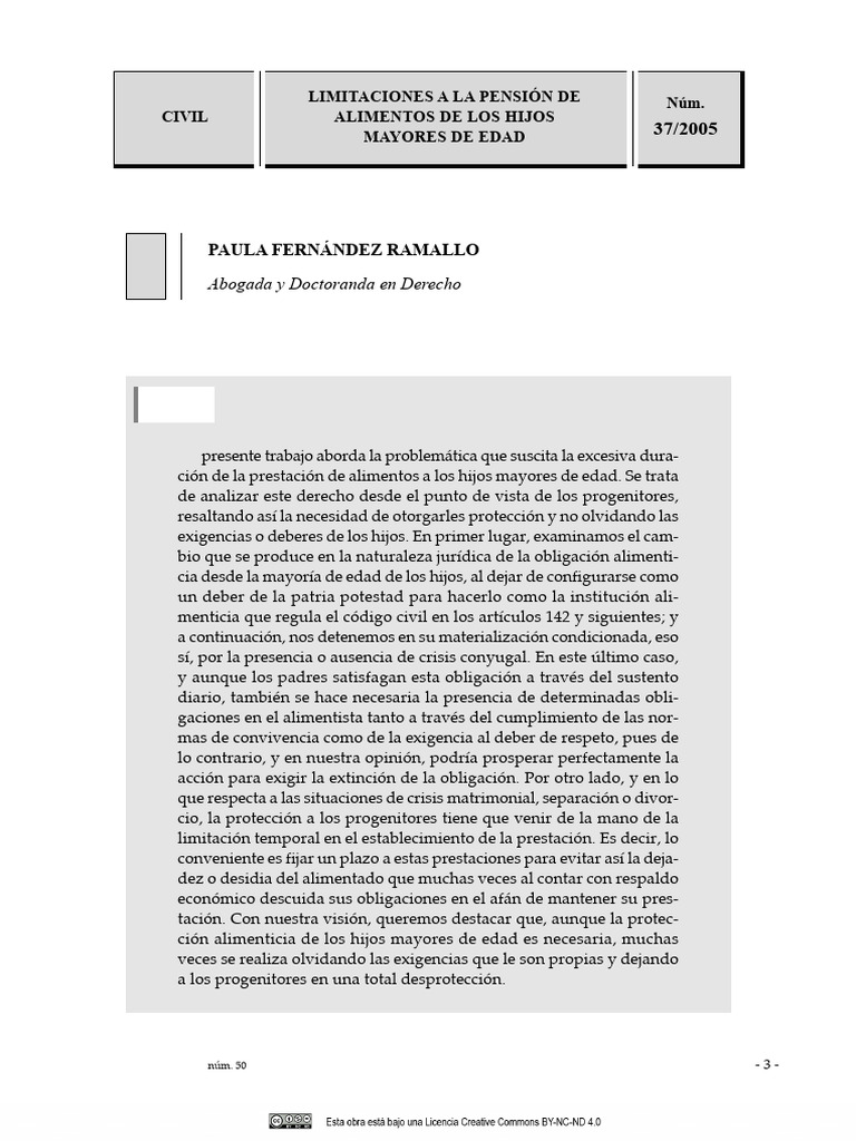 Limitaciones A La Pension De Alimentos De Los Hij Pdf Pensión