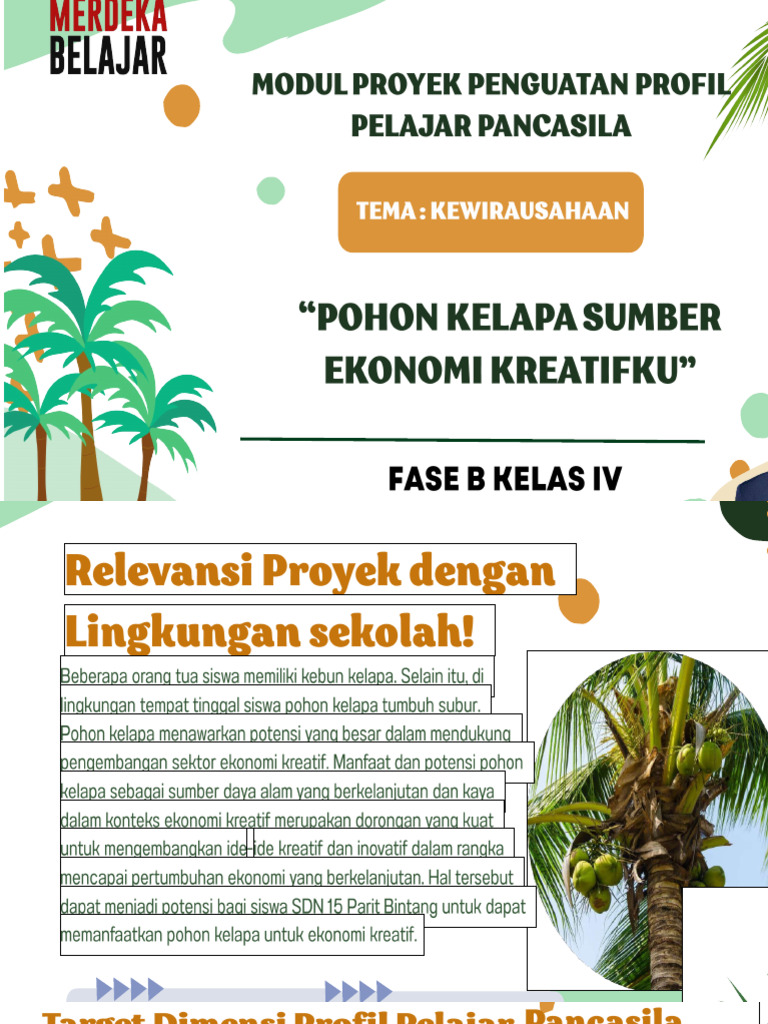 Modul Projek - Pohon Kelapa Sumber Ekonomi Kreatifku - Fase B | PDF