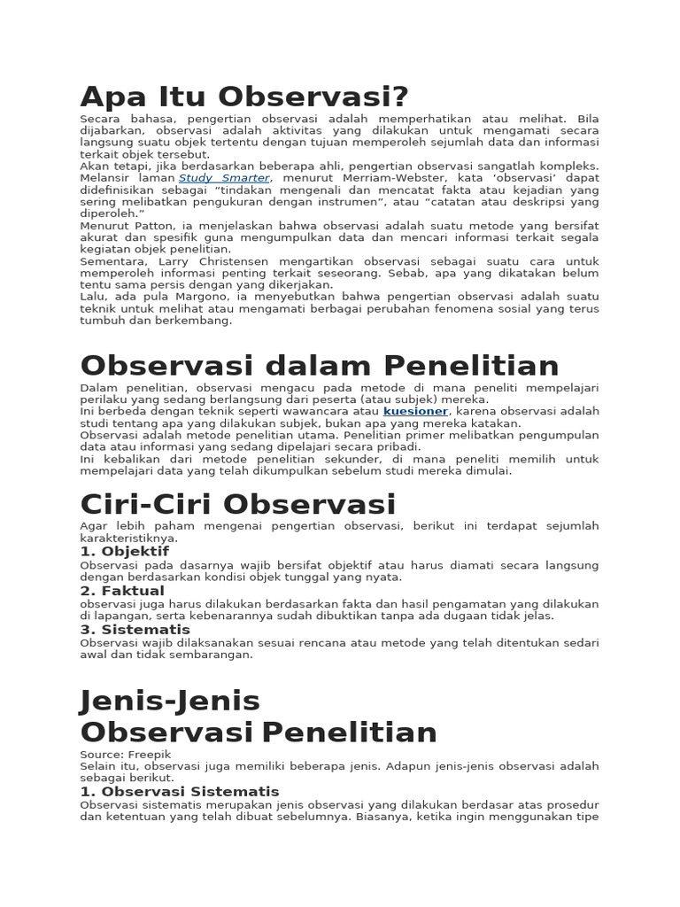 Pengertian dan Metode Observasi | PDF
