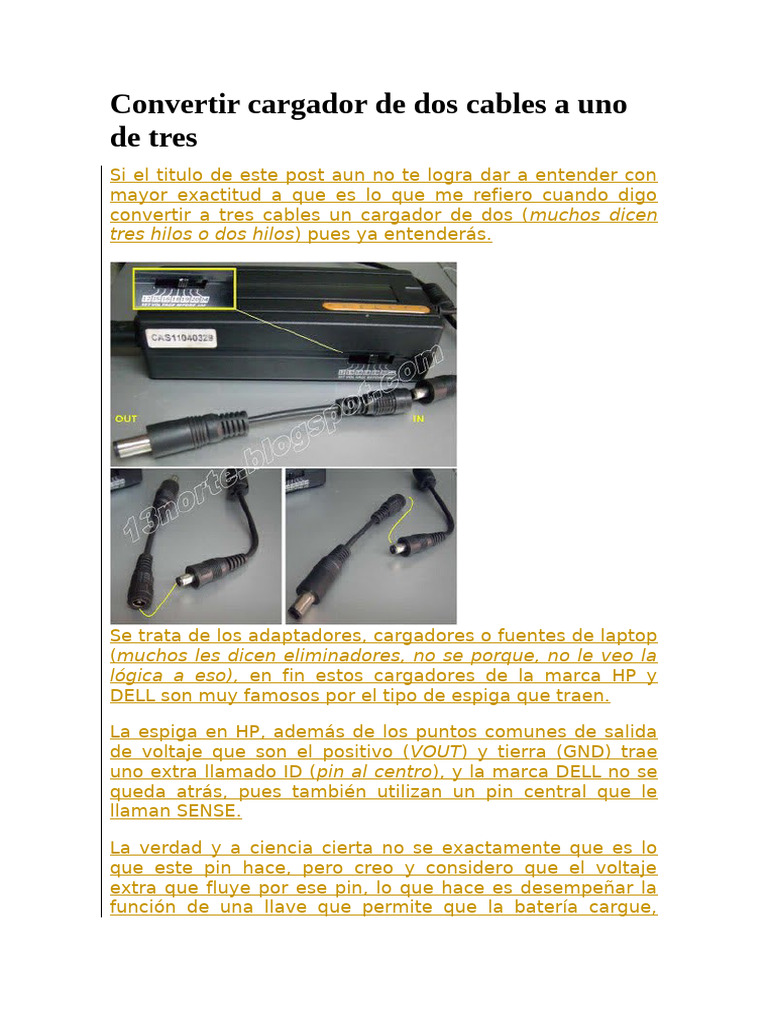 Convertir Cargador HP de Dos en Tres | PDF