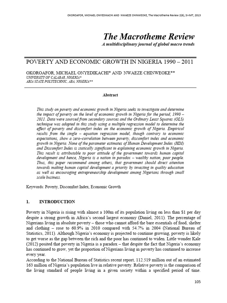 Poverty and Economic Growth in Nigeria | PDF