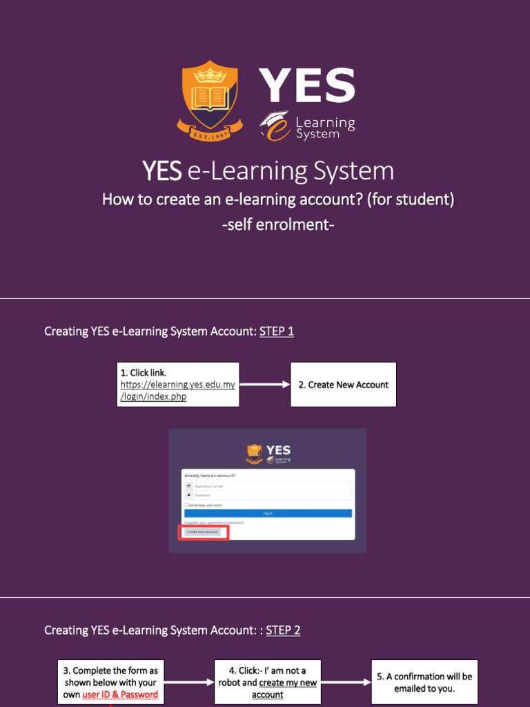 YES E Learning System Create Account 1 | PDF