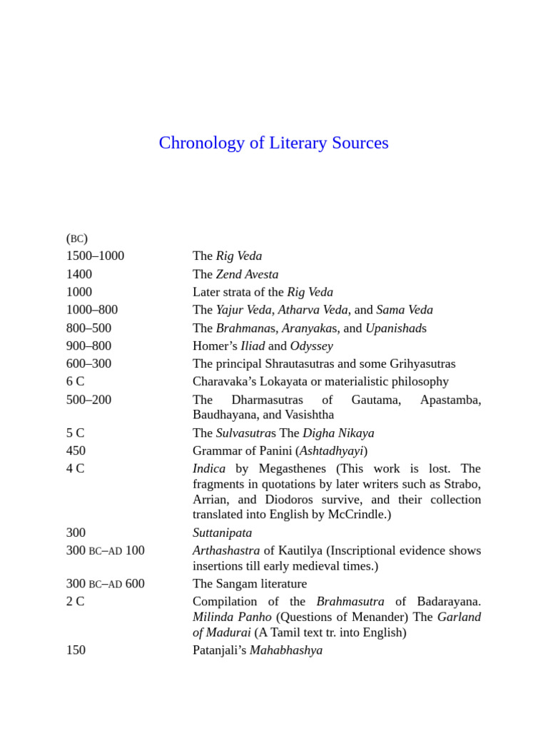 Chronology of Literary Sources | PDF