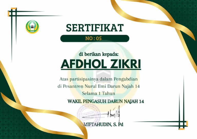 Sertifikat Pengabdian | PDF