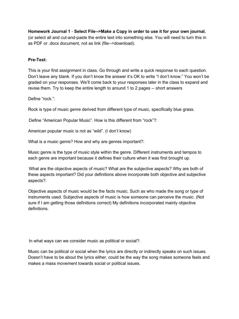Homework Journal 1: Music Genre Insights | PDF