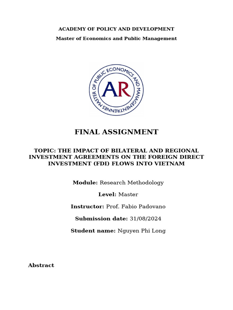 Nguyen Phi Long - Research Methodology Assignment | PDF