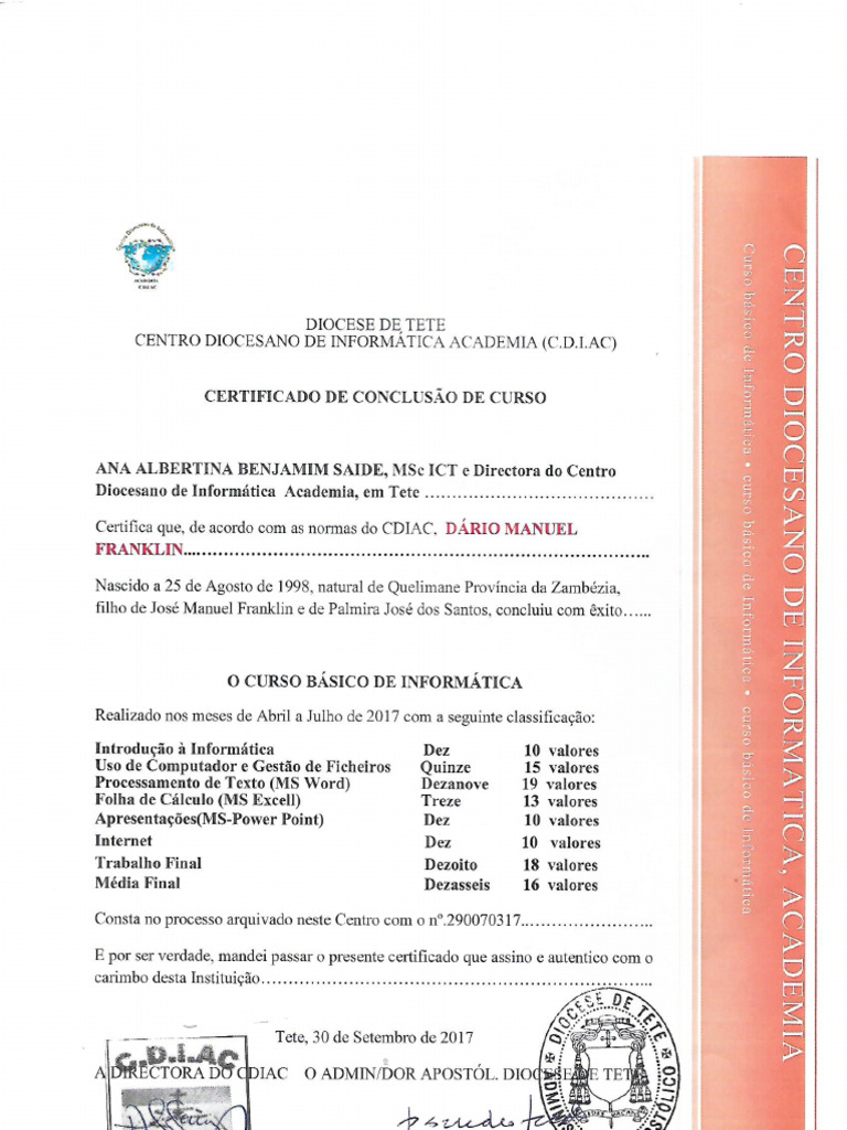 Certificado Informatica Dario Pdf