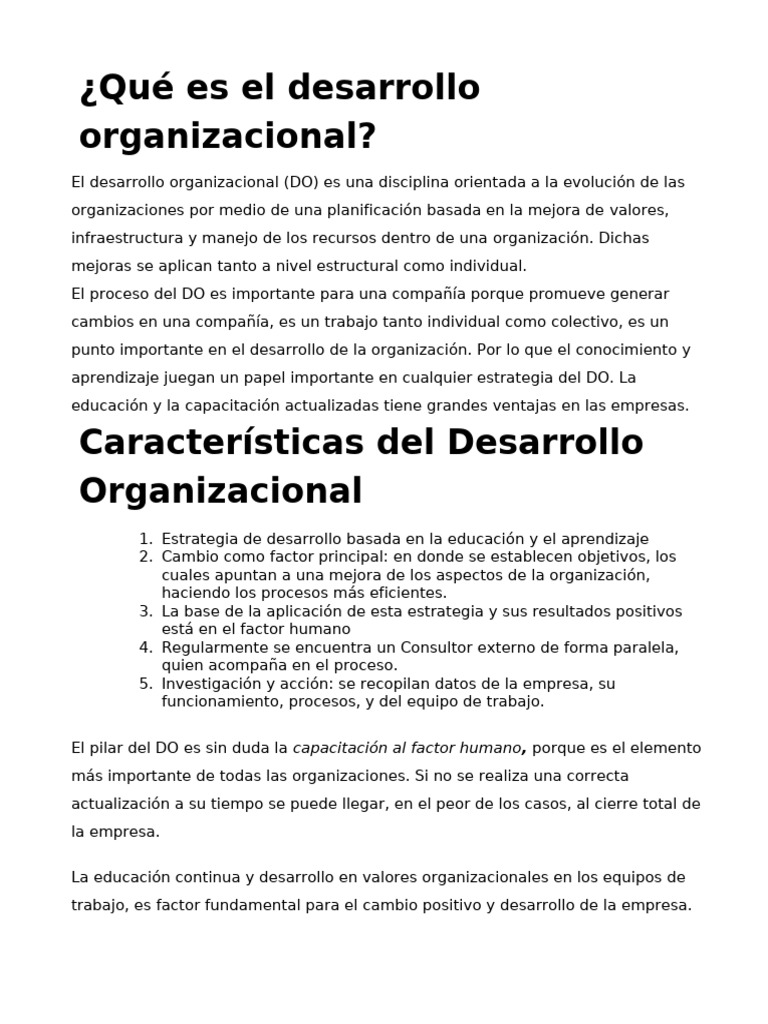 Qué Es El Desarrollo Organizacional | PDF