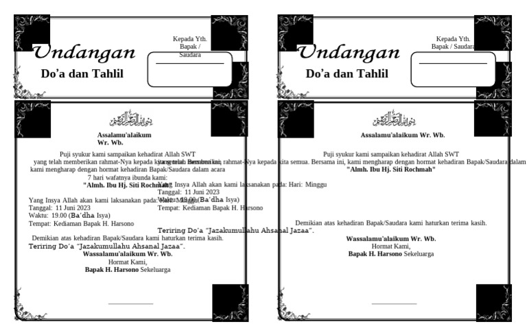 Undangan 7 Harian | PDF