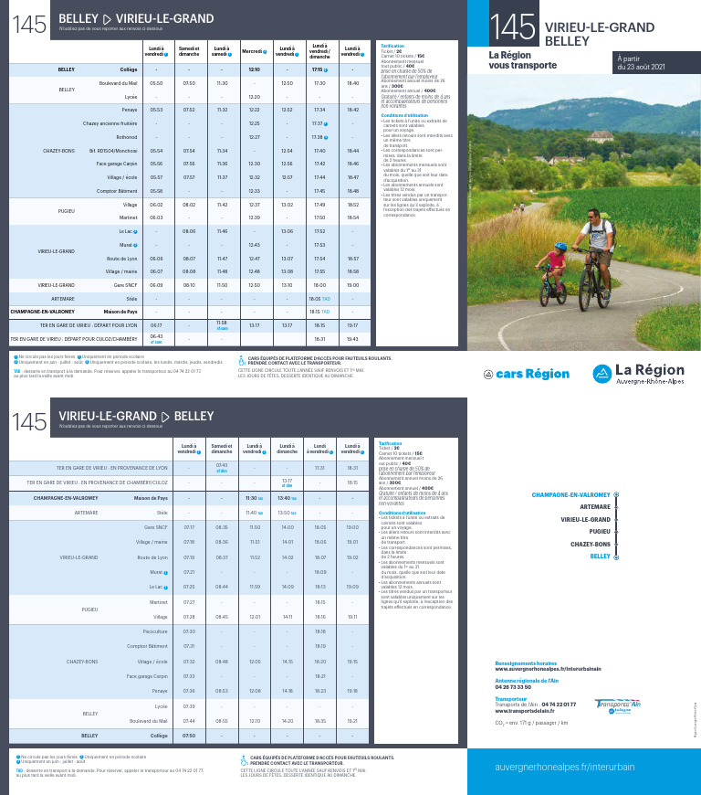 RARA AIN Fiche Horaires 2021 v1 L145 Web | PDF