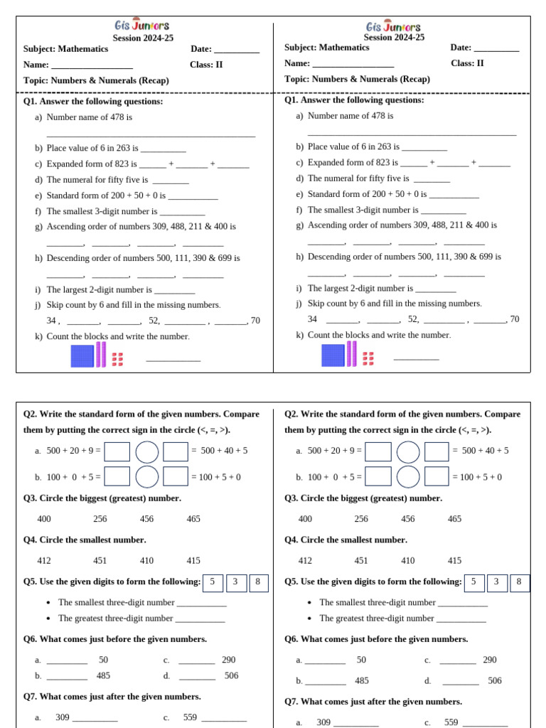 Number Numeration Recap - 2 | PDF