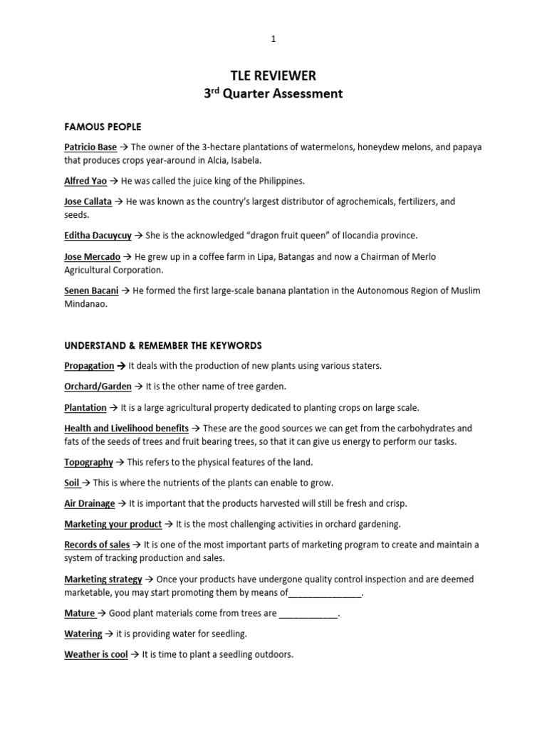3RD Tle Reviewer | PDF
