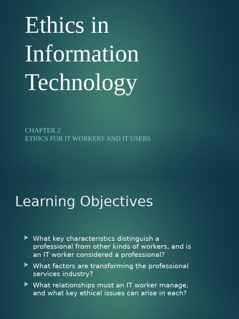 IT Ethics for Professionals | PDF | Business | Finance & Money Management