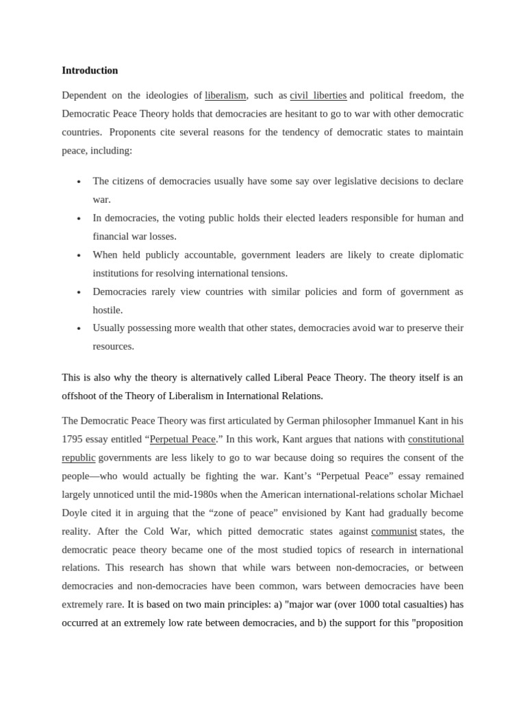 Democratic Peace Theory | PDF