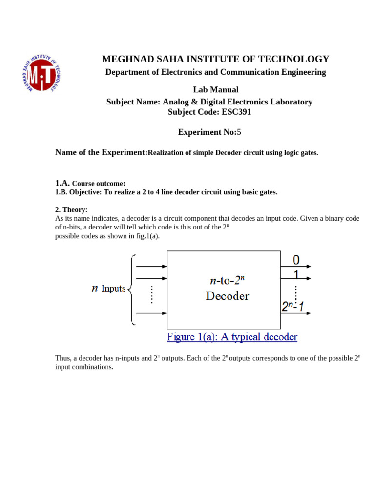 Decoder Exp 5 | PDF