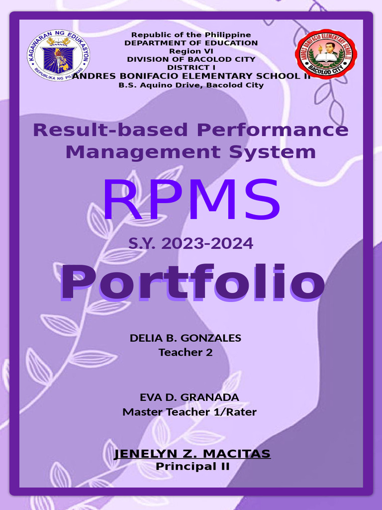 E rpms portfolio 2023 2024 pdf learning curriculum