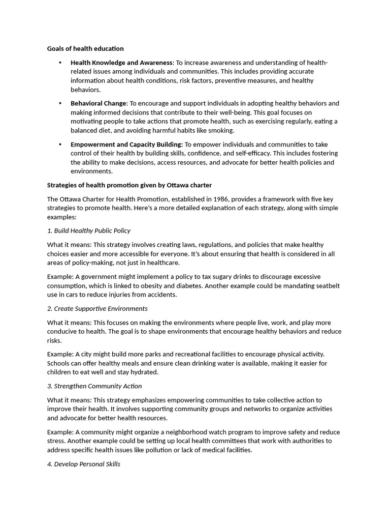 Notes On Health Education | PDF