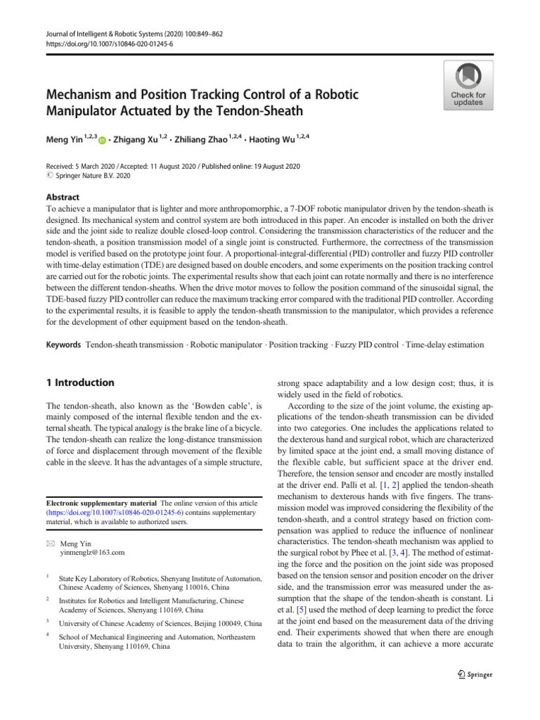 Mechanism and Position Tracking Control of A Robotic Manipulator ...