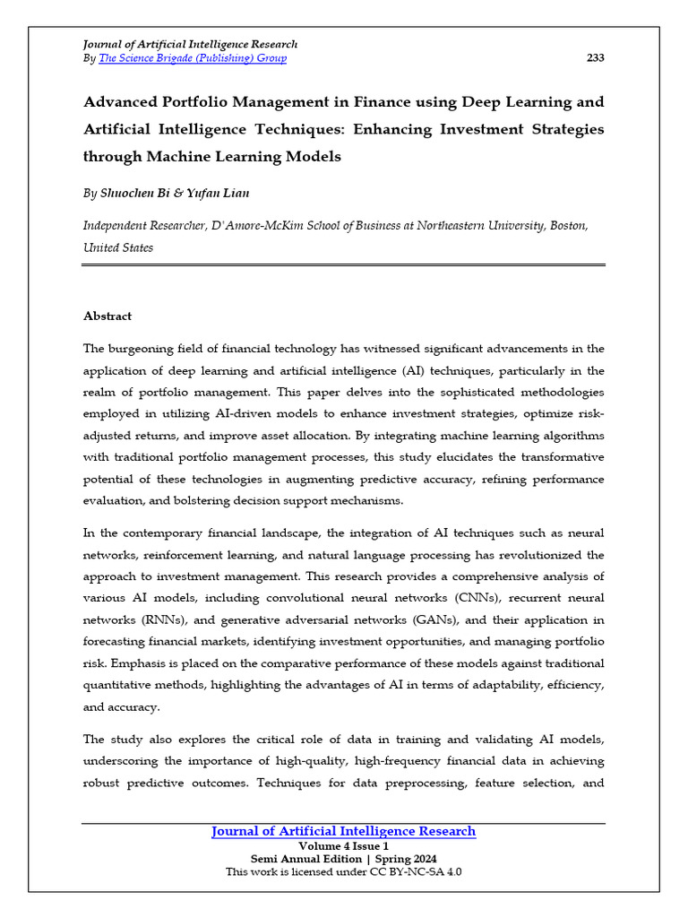 Advanced Portfolio Management in Finance Using Deep Learning and ...