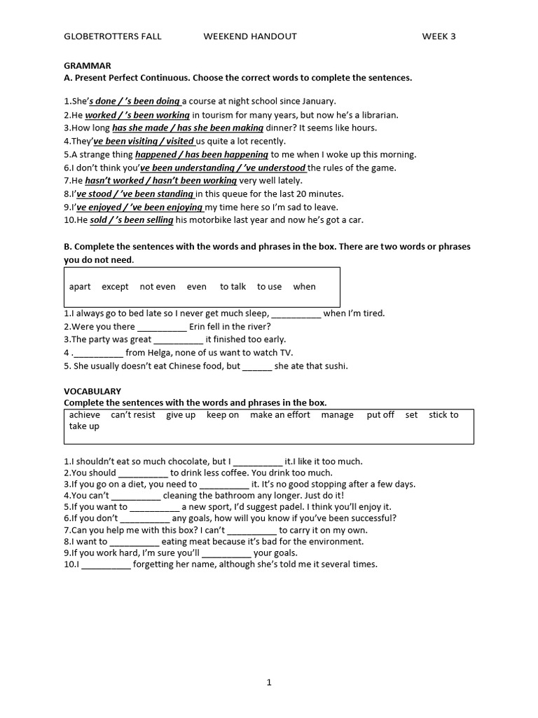 Weekend Handout Week 3 | PDF