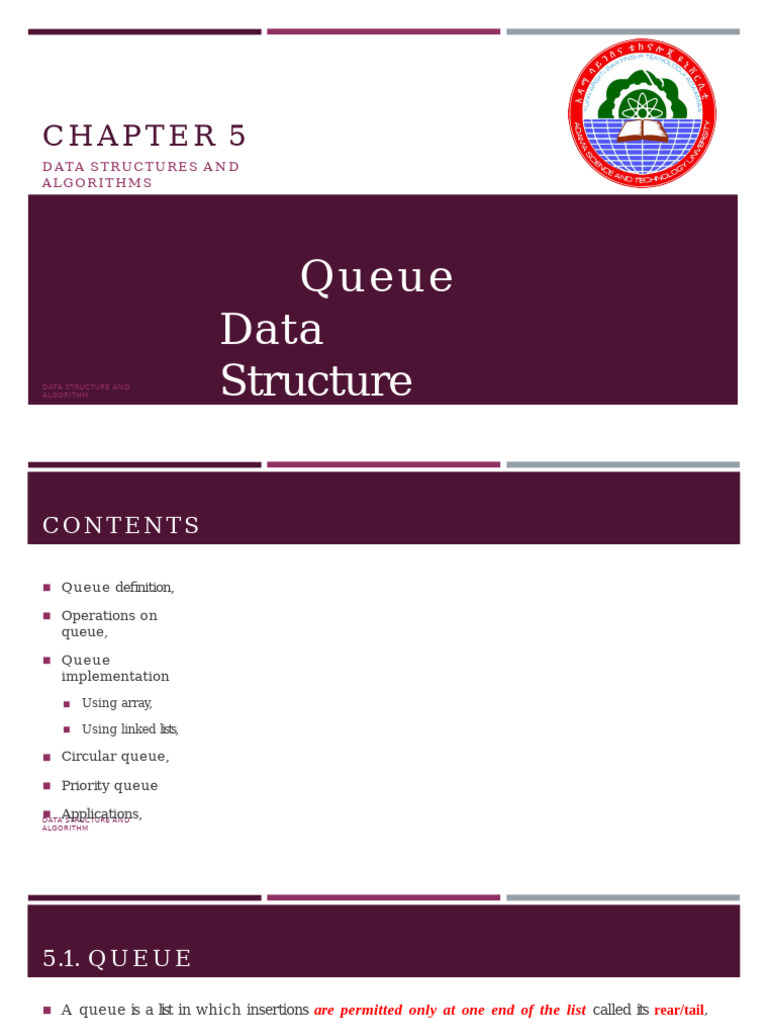 DSA Chapter 5 - Queue | PDF