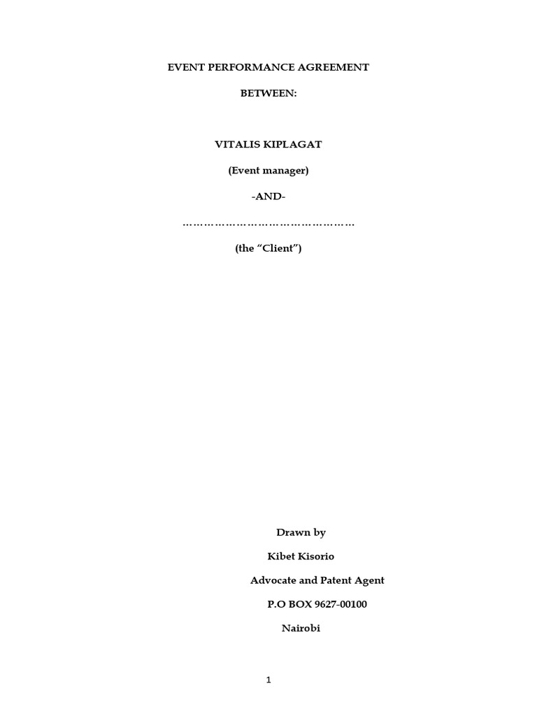 Event Performance Agreement-Vitalis | PDF