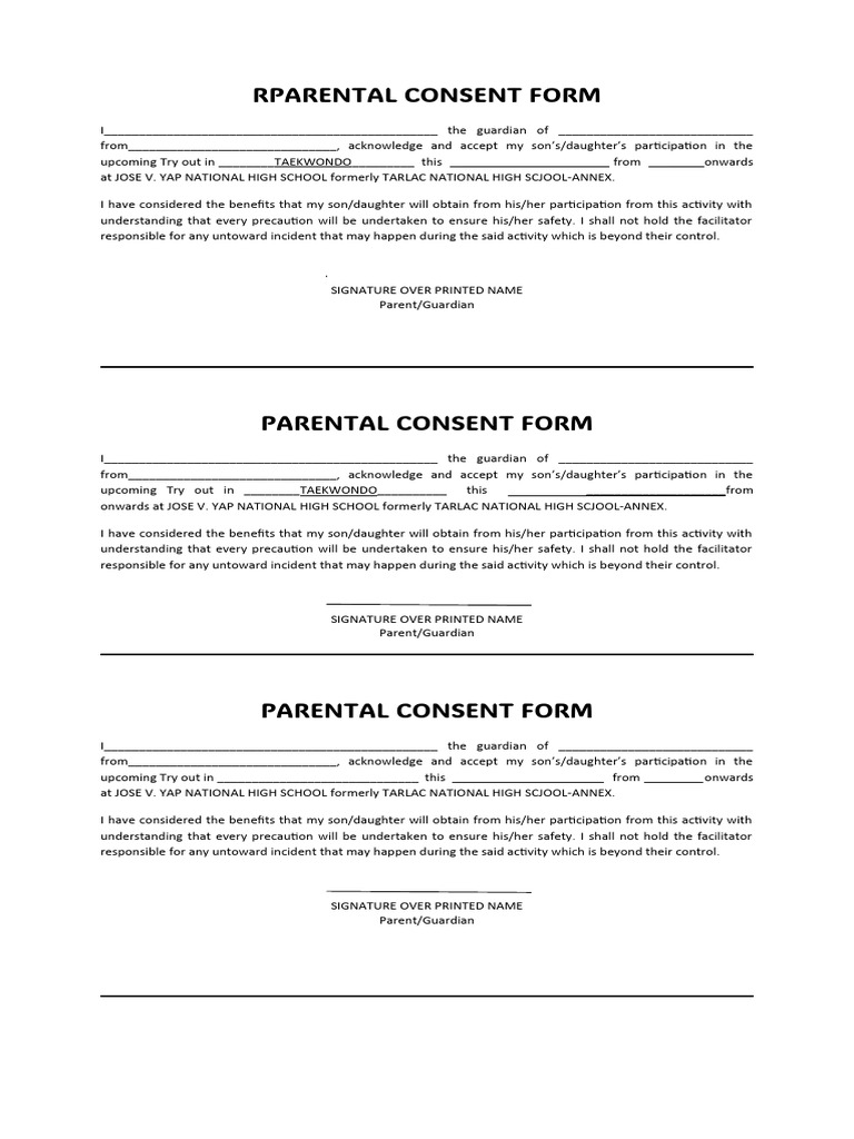 Parental Consent Form 2024 1 | PDF